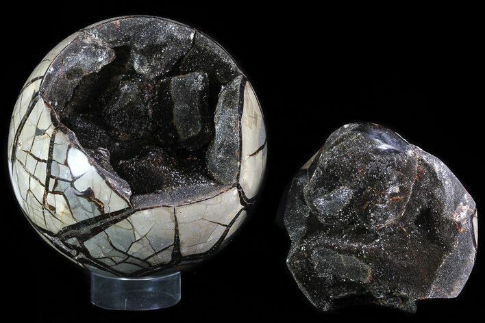 Round Septarian Dragon Egg Geode - Removable Section #78811
